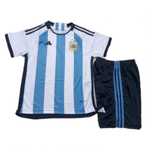 Argentina Kids Jersey Home Kit(Jersey+Shorts) Replica World Cup 2022