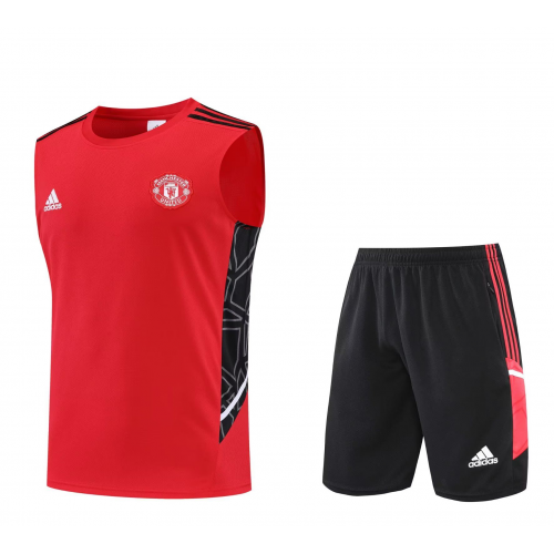 Manchester United Sleeveless Training Kit (Top+Shorts) Red 2022/23