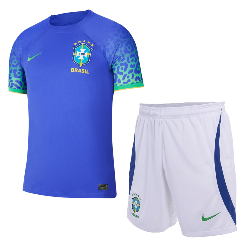 Brazil Kids Soccer Jersey Away Kit(Jersey+Shorts) Replica World