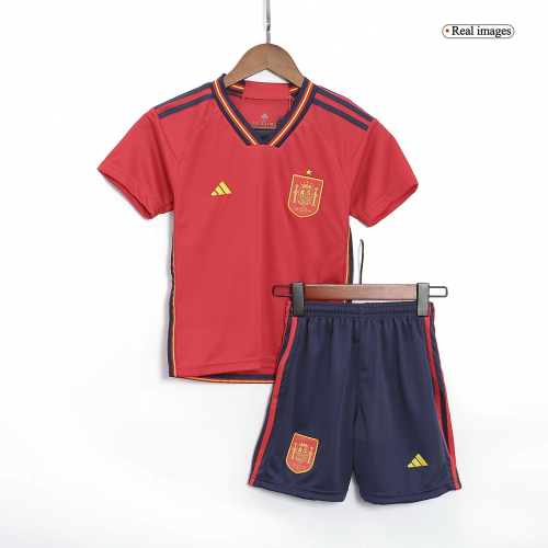 Spain Kids Jersey Home Kit (Jersey+Short) World Cup 2022