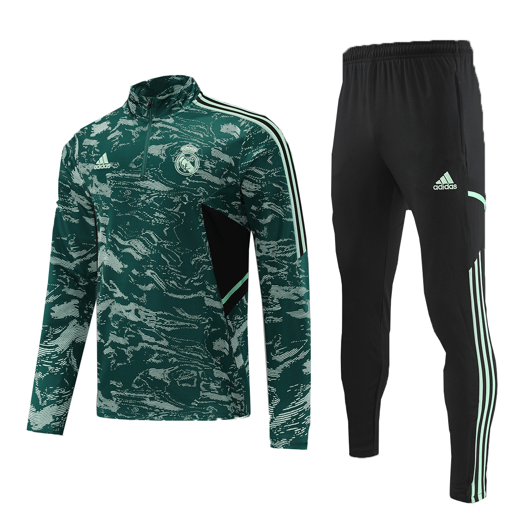 Real Madrid Zipper Sweatshirt Kit(Top+Pants) Green 2022/23