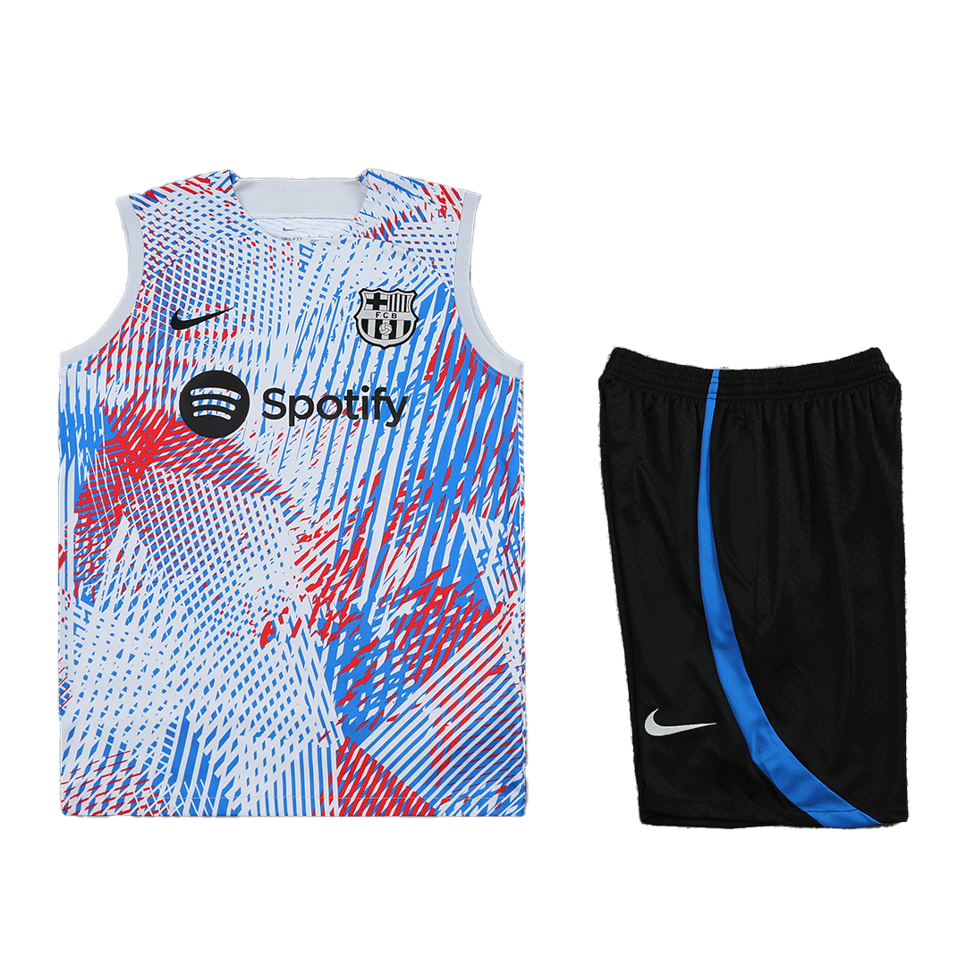 Barcelona Sleeveless Training Kit (Top+Shorts) White 2022/23