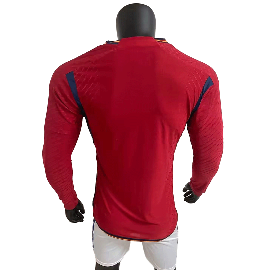 Spain Long Sleeve Jersey Home Player Version World Cup 2022