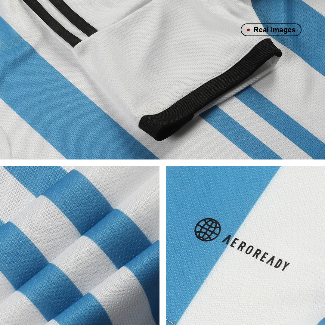 Argentina Kids Three Stars Home Jersey Whole Kit World Cup 2022