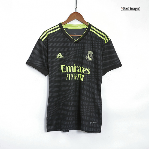 adidas 2022-23 Real Madrid Third Jersey - Black- Pulse Lime