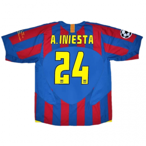 Barcelona A.Iniesta #24 UCL Final Retro Jersey Home 2005/06