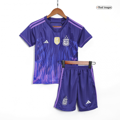 Argentina Kids Three Stars Away Jersey Kit World Cup 2022