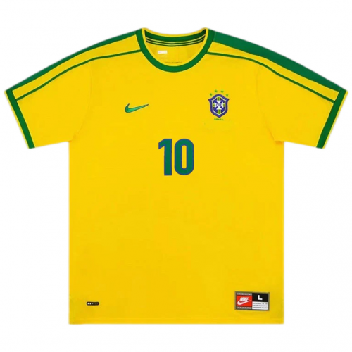 Brazil RIVALDO #10 Retro Jersey Home World Cup 1998