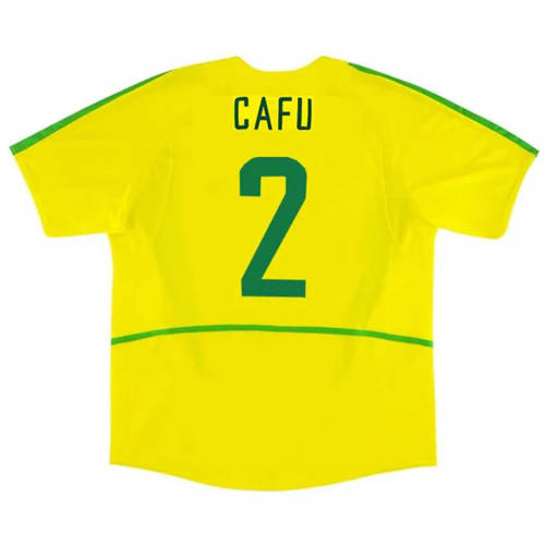 Brazil CAFU #2 Retro Jersey Home World Cup 2002