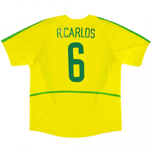 Brazil R.CARLOS #6 Retro Jersey Home World Cup 2002