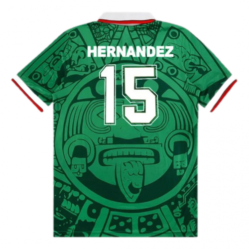 SoccerRega Mexico 1998 Retro Futbol Shirt World Cup, Mexico 1998 Soccer Jersey. Whit Number 15 and Name Hernandez.