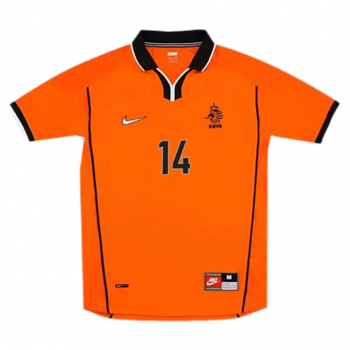 Netherlands OVERMARS #14 Retro Jersey Home Replica World Cup 1998