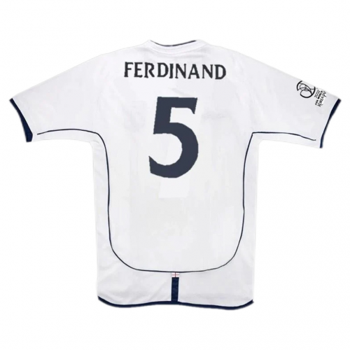 England Ferdinand #5 Retro Jersey Home Replica World Cup 2002