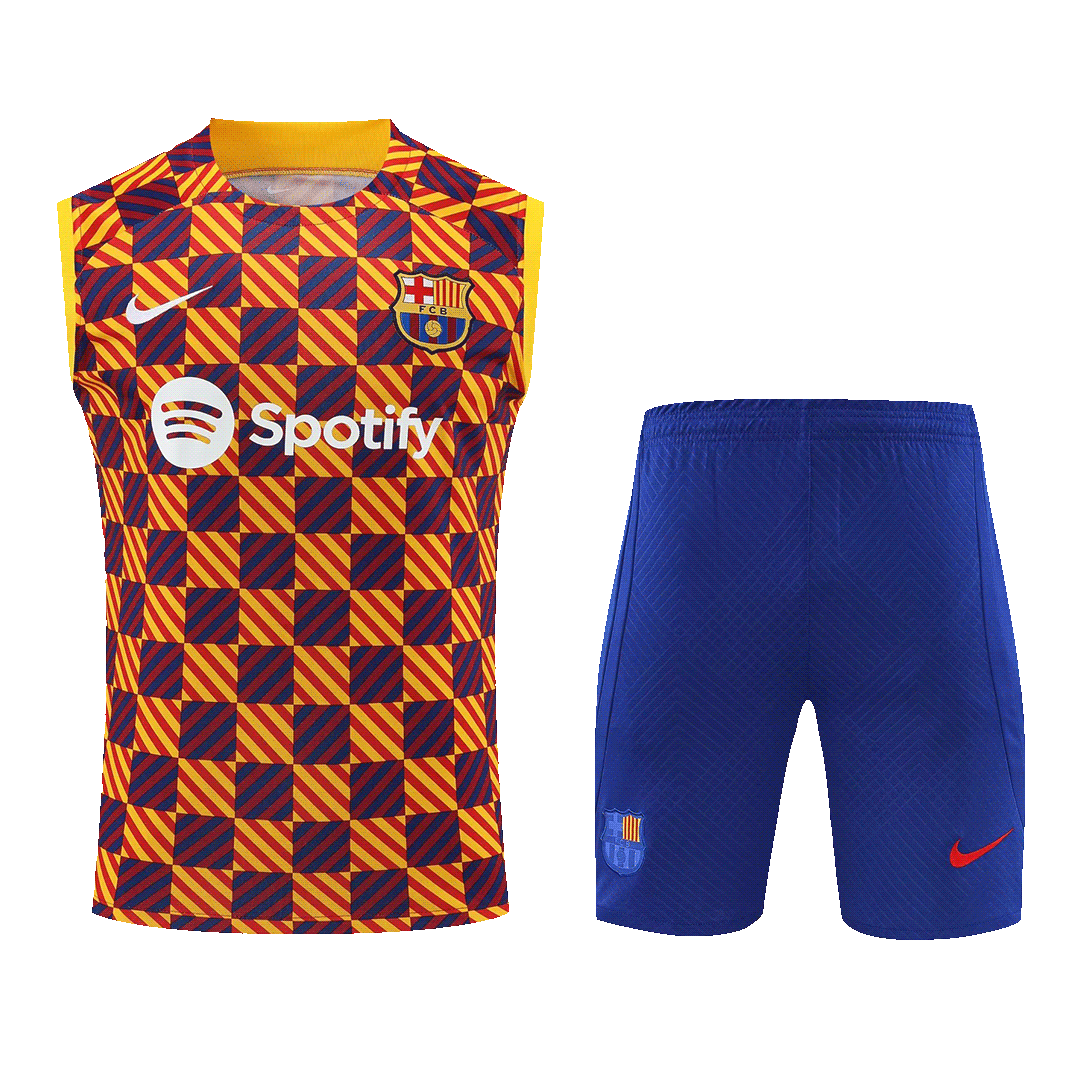Barcelona Sleeveless Training Kit (Top+Shorts) Yellow 2023/24