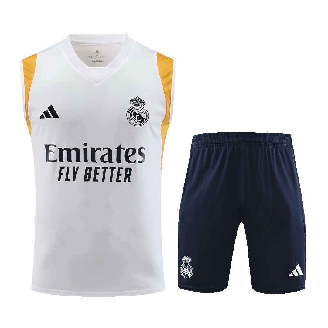 Real Madrid Sleeveless Training Kit (Top+Shorts) White 2023/24