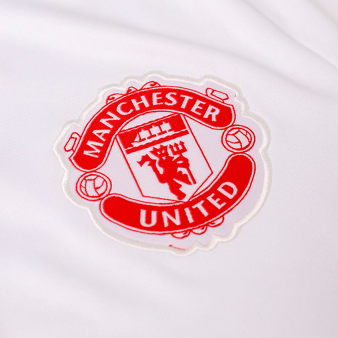 Kids Manchester United Zipper Sweatshirt Kit(Top+Pants) White 2023/24