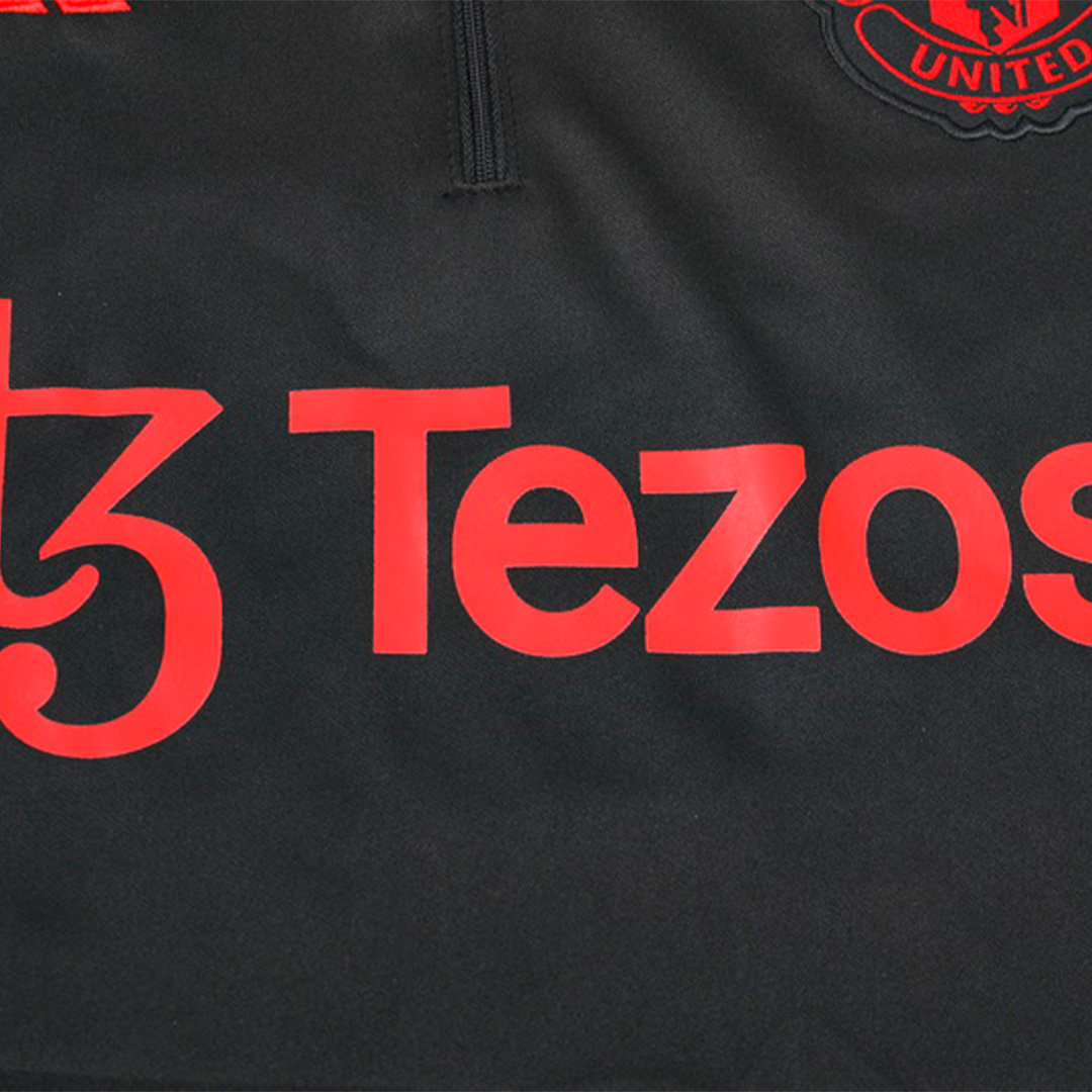 Kids Manchester United Zipper Sweatshirt Kit(Top+Pants) Black 2023/24
