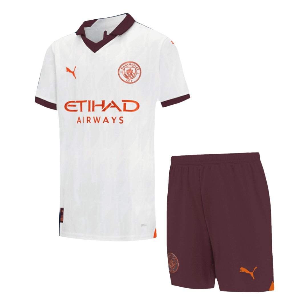 Kids Manchester City Away Whole Kit(Jersey+Shorts+Socks) 2023/24