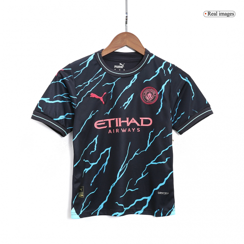 Kids Manchester City Third Away Kit Jersey+Shorts 2023/24