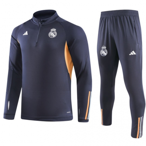 Kids Real Madrid Zipper Sweat Kit(Top+Pants) Gray 2023/24