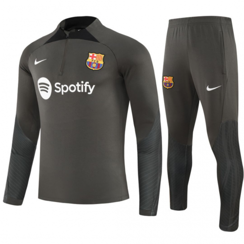 Kids Barcelona Zipper Sweatshirt Kit(Top+Pants) Green 2023/24