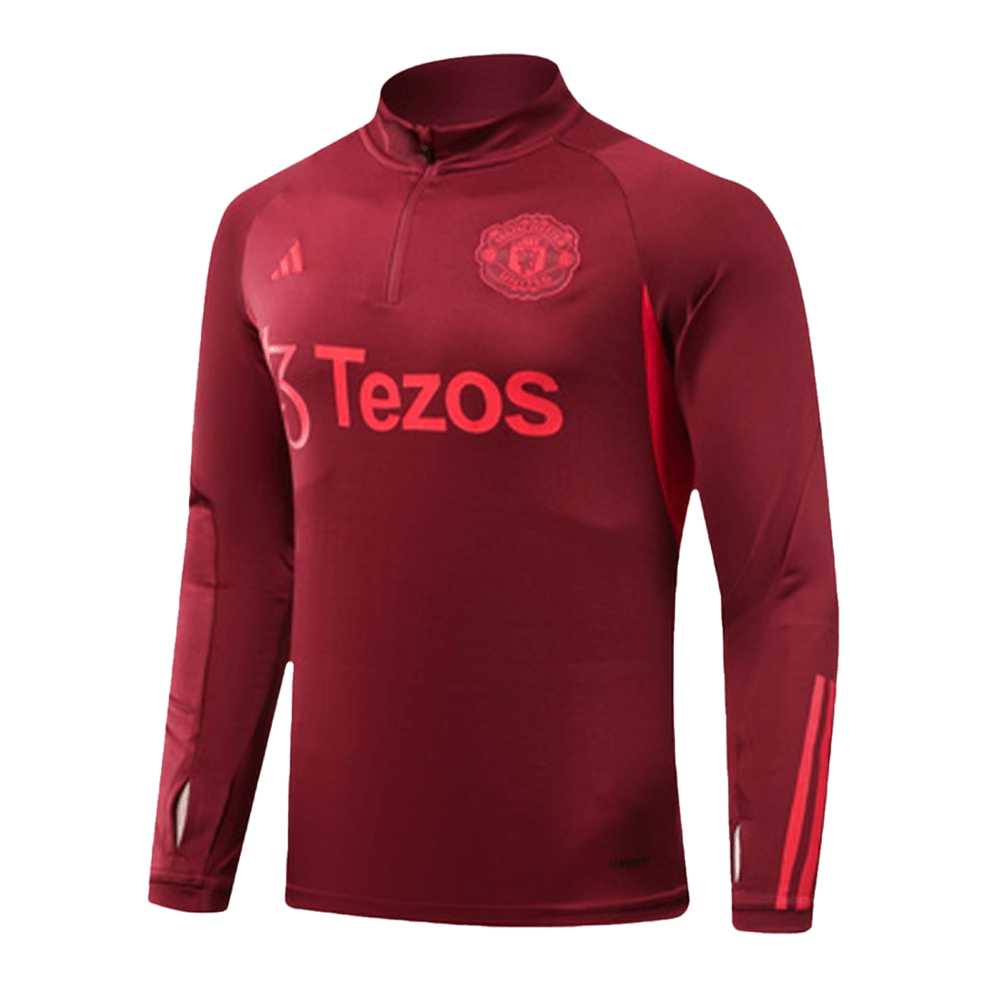 Manchester United Zipper Sweatshirt Kit(Top+Pants) Red 2023/24