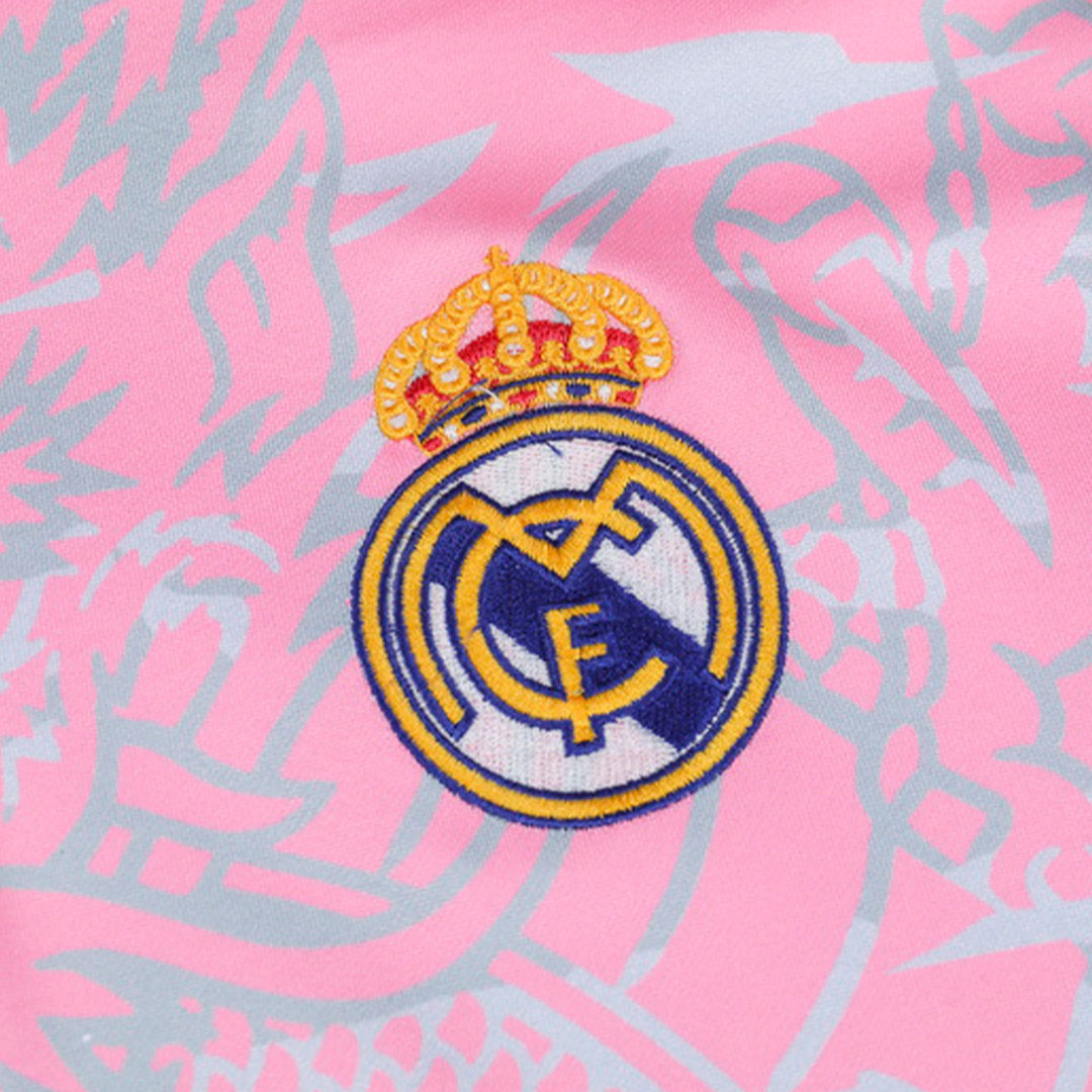Kids Real Madrid Zipper Sweatshirt Kit(Top+Pants) Pink 2023/24