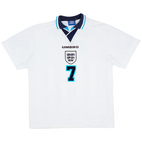 BECKHAM #7 England Retro Jersey Home Euro Cup 1996