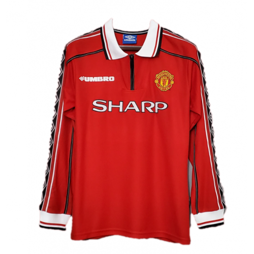 Beckham #7 Retro Manchester United Home Sleeve Sleeve Jersey 1998/00