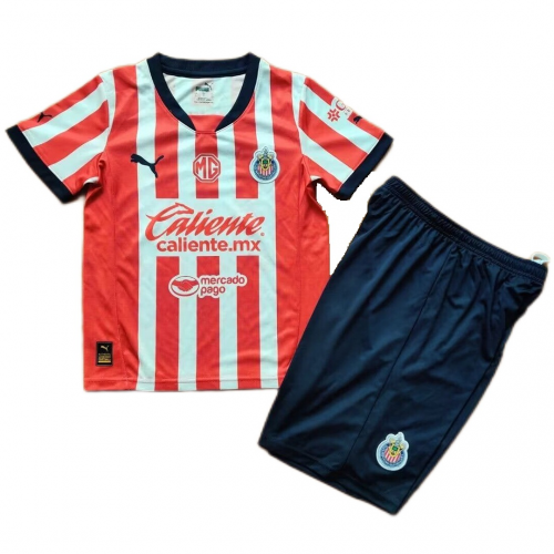 Kids Chivas Home Kit(Jersey+Shorts) 2024/25