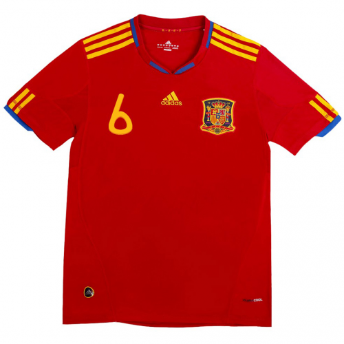 A. INIESTA #6 Retro Spain Home Jersey 2010