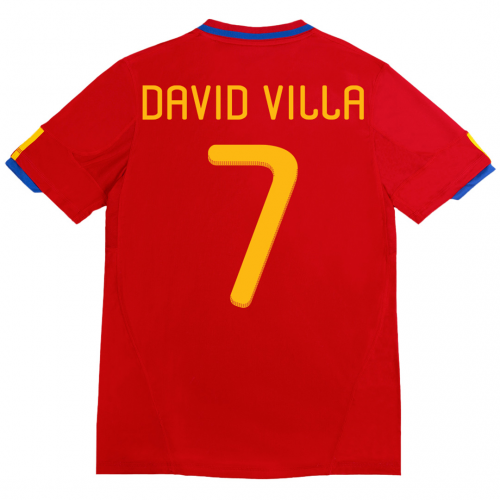 DAVID VILLA #7 Retro Spain Home Jersey 2010